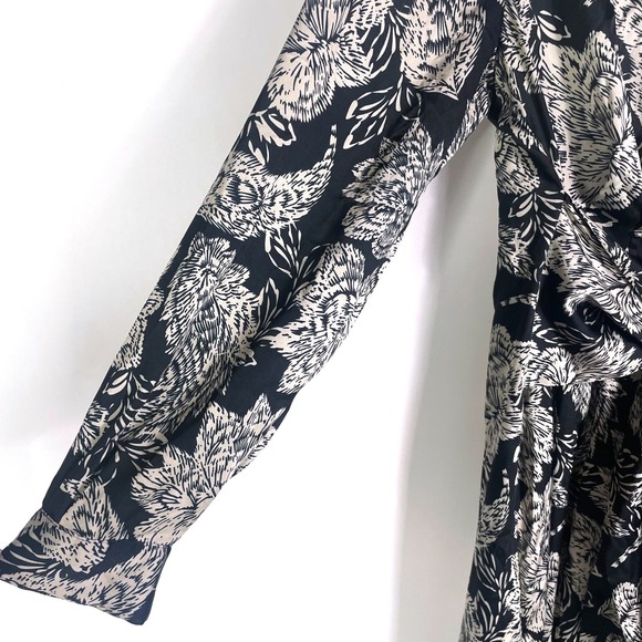 Shoshanna Essie Dress Black Ivory Floral Print Long Sleeve Shirt Dress Size 6 - Picture 8 of 15